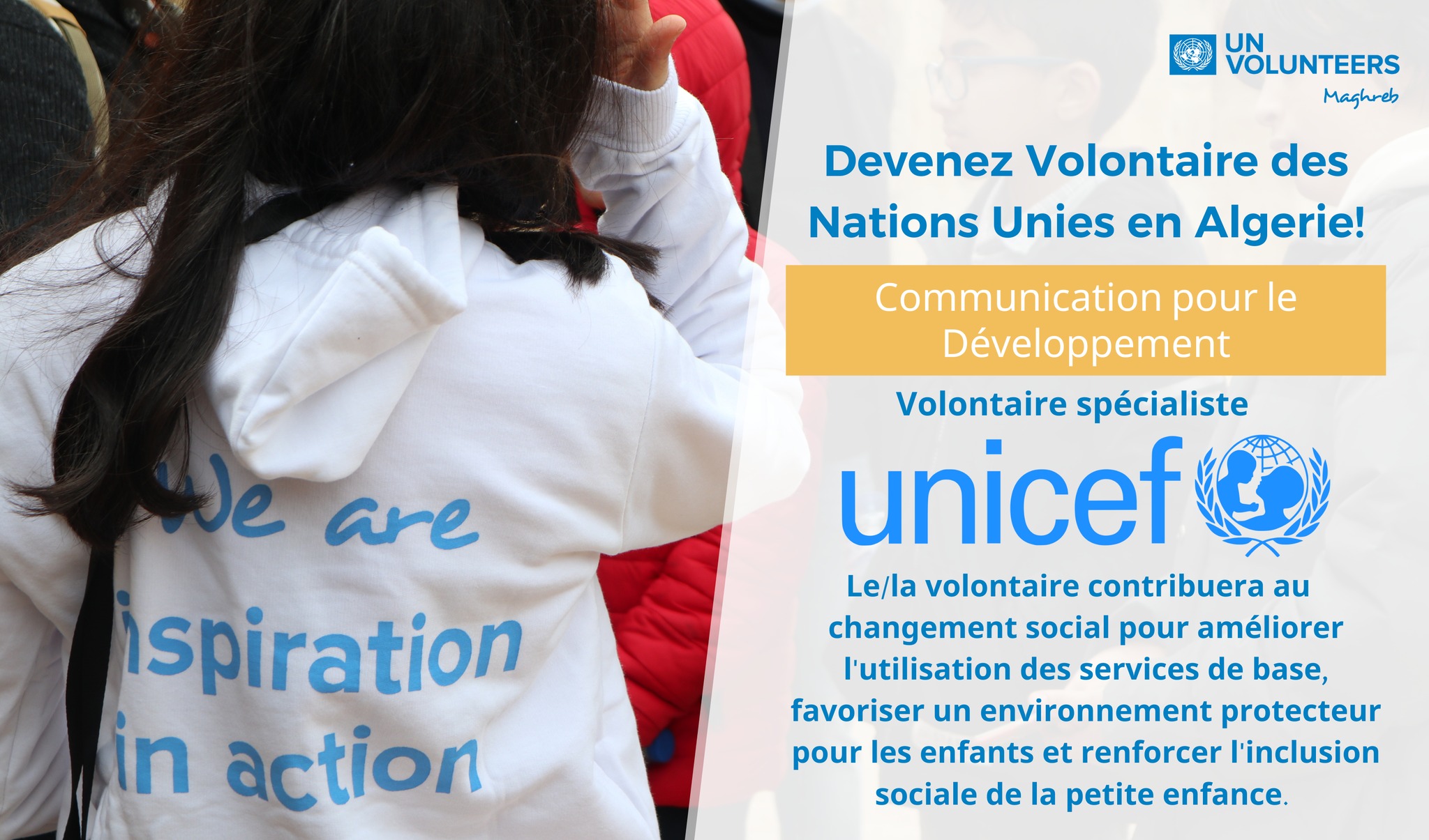 UNICEF Algérie recrute un(e) volontaire chargé(e) de communication